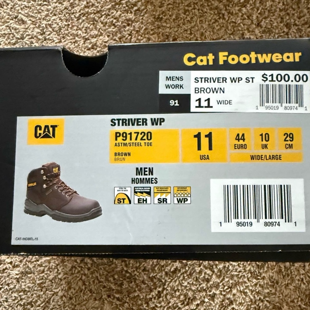 Men’s CAT Steel Toe Workboots - Picture 3 of 8